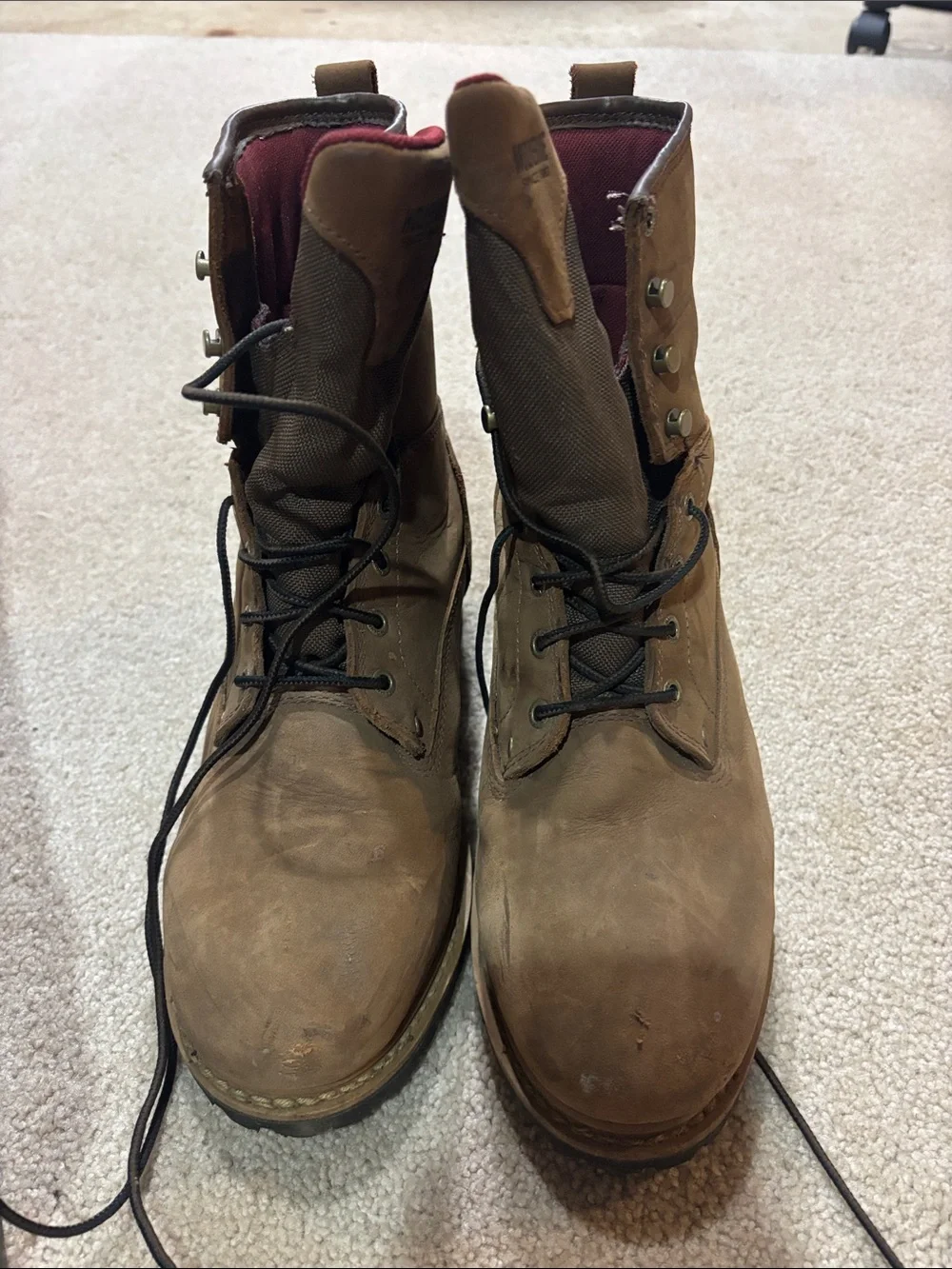 Men's Brown Lace-Up Work Boots 9EW